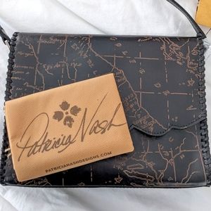 NWT Patricia Nash Laser Map Collection Bag Black Brown